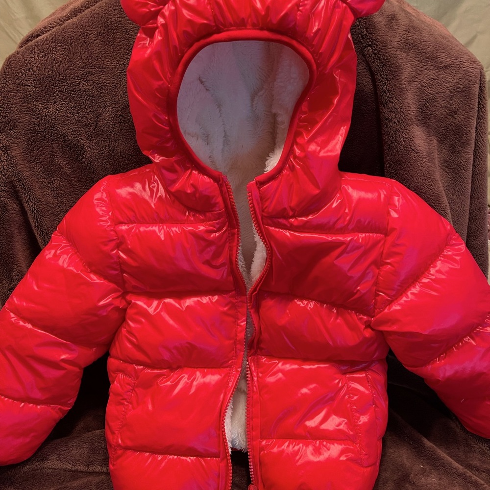 Red Hooded Puffy Jacket